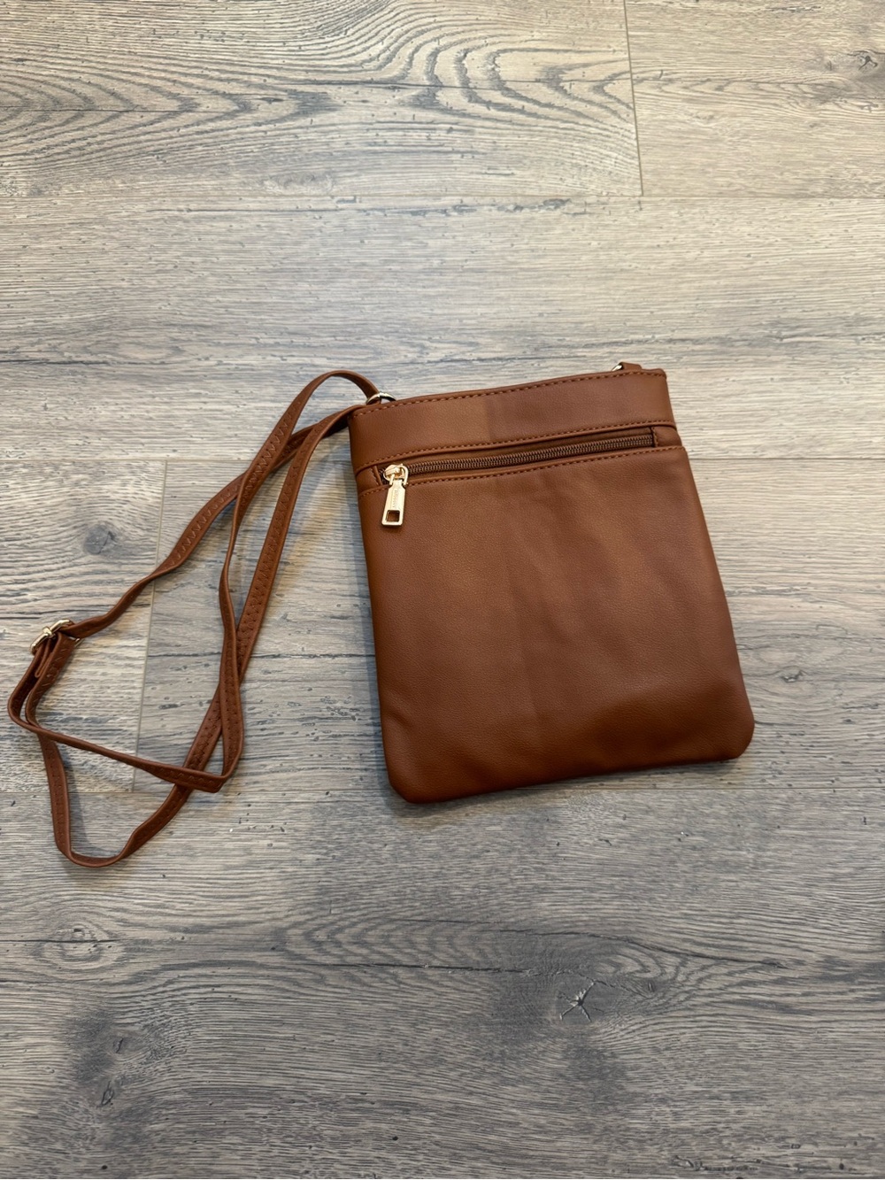 Brown Crossbody Bag with Front Zip Pocket